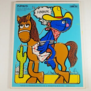 Vtg Sesame Street Grover Backwards Horse 10 Piece Puzzle Wooden 1976 Playskool